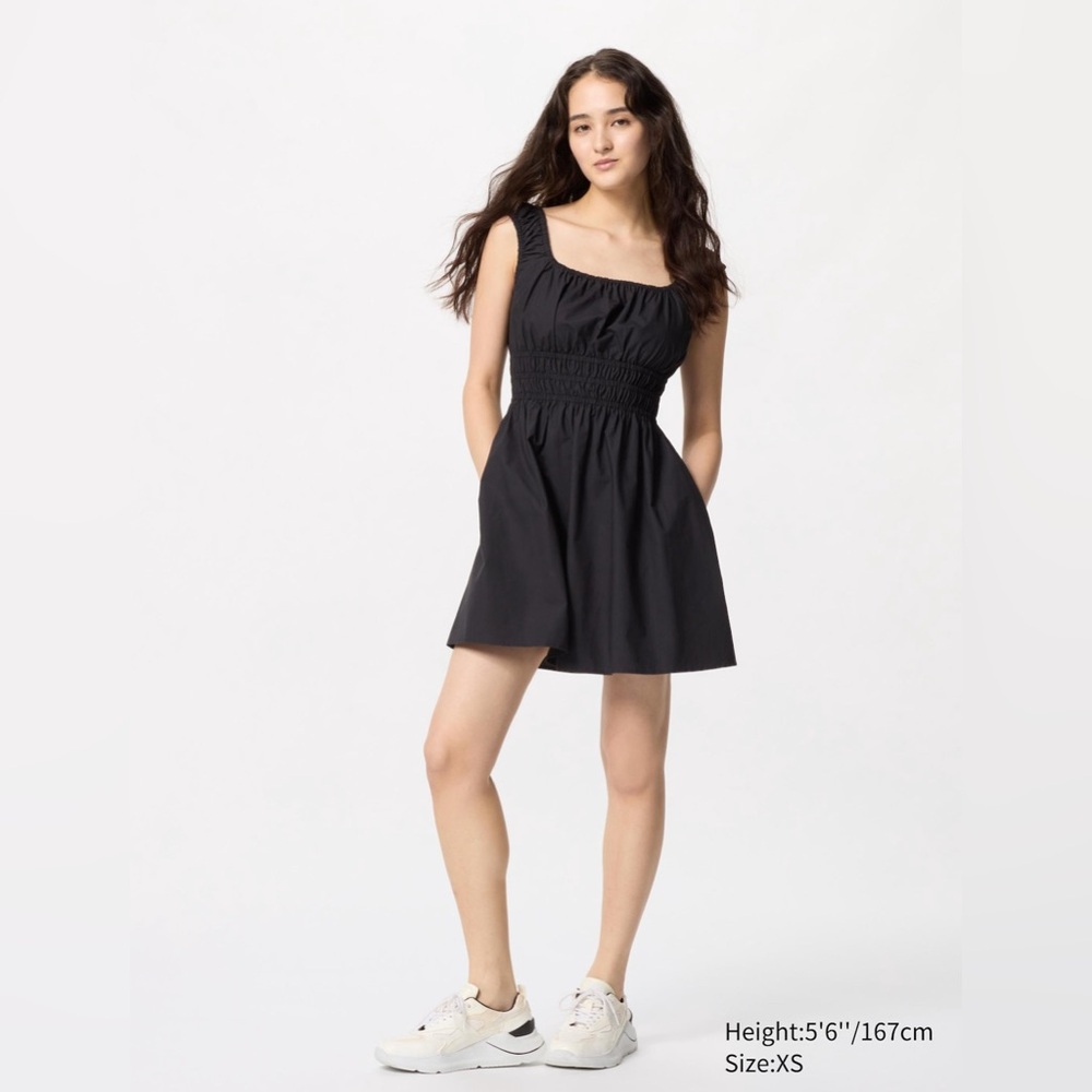 Uniqlo Cotton Gathered Mini Dress